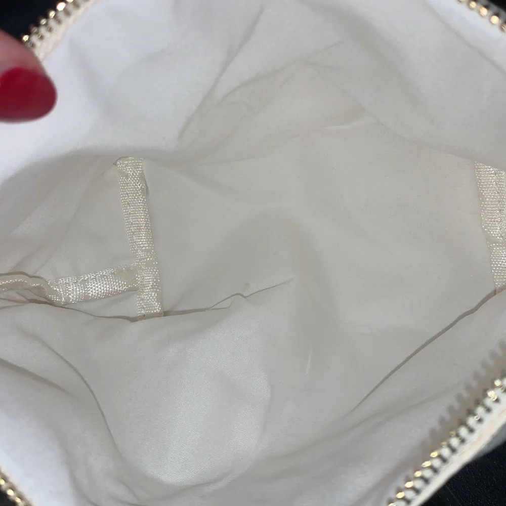 Bridesmaid Makeup Bag Cream Gold Floral Cosmetic Pouch Large Wedding Party Gift